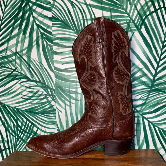 Vintage Dan Post Brown Leather Cowboy Boots Men’s 8.5 EW USA - Picture 7 of 12